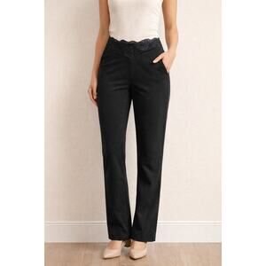 SHEIN Womens XS Black Work Dress Pants Lace Waist Casual Office Stretch